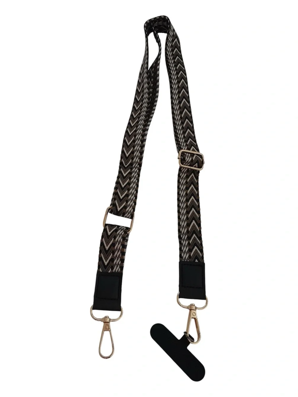 Universal Adjustable Crossbody Phone Lanyard Black Braided Strap Tether Patch